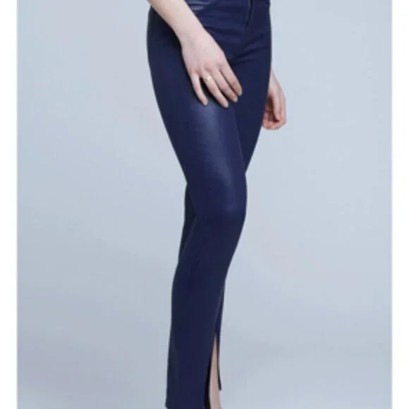 L'AGENCE Jyothi High Waist Split Ankle Skinny Jeans Midnight Blue 24 - Picture 5 of 13